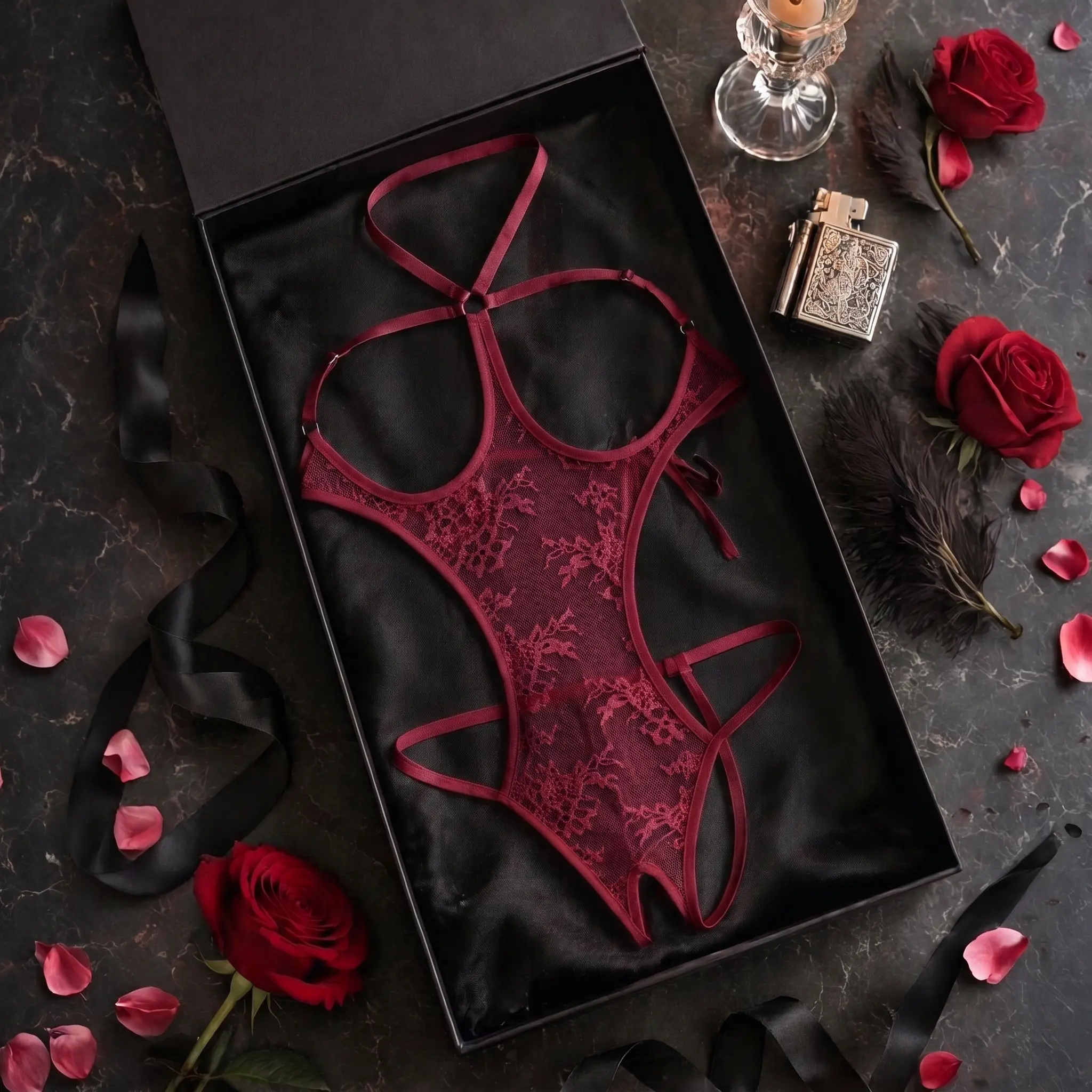 Avidlove Lingerie for Women One Piece Babydoll Lace Mini Bodysuit Halter Teddy Nightie Avidlove Lingerie for Women One Piece Babydoll Lace Mini Bodysuit Halter Teddy Nightie