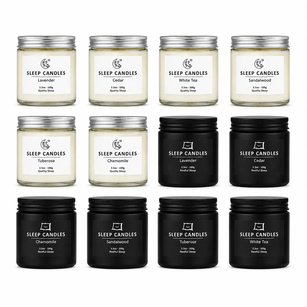 12 Pack  Of Sleep Scented Candles, 3.5 OZ Pack Of 12, 320 Hours Burning 6 Scents, Soy Wax Glass  Candles, Strongly Scented Candles Gift Set For Ladies Birthday, Mother'S Day, Christmas, Valentine'S Day, Etc.