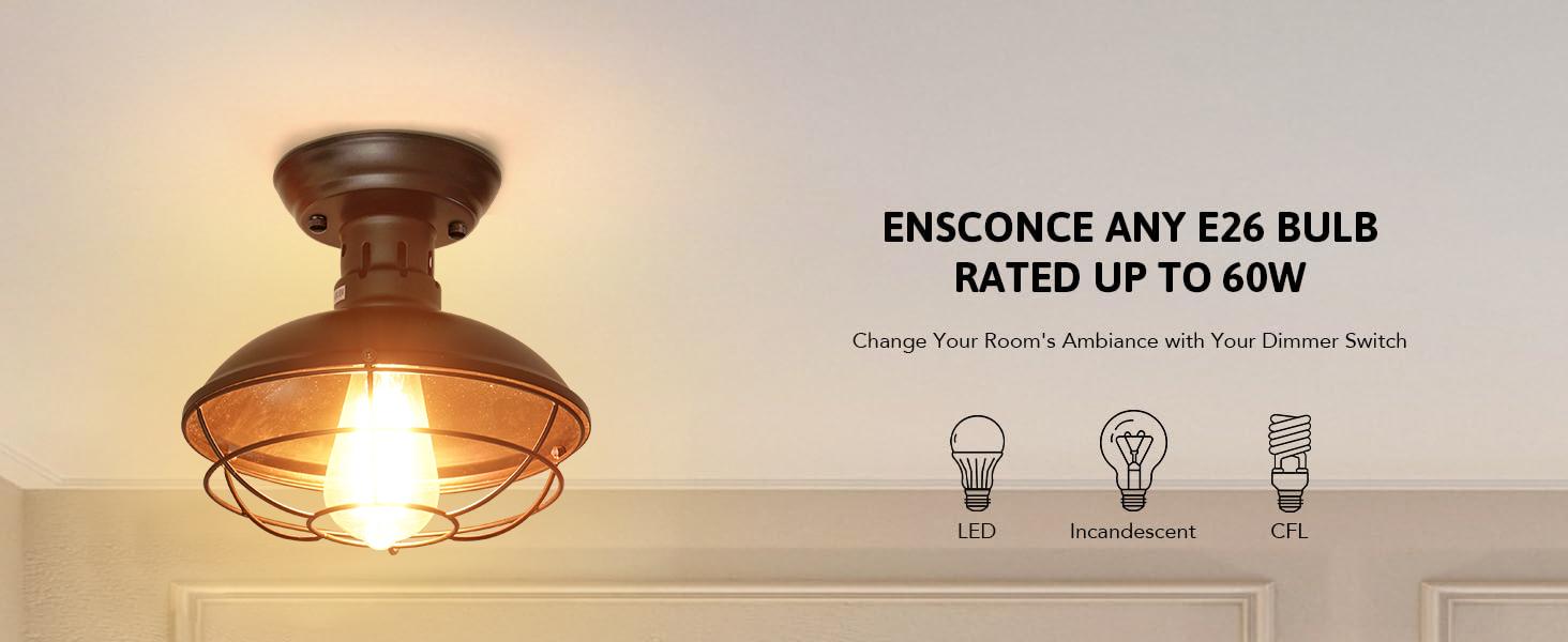 FRIDEKO HOME Farmhouse Flush Mount Ceiling Light Industrial Close to Ceiling Lighting Fixtures, Rustic Vintage Metal Black Ceiling Lamp for Kitchen Island Bedroom Hallway Farmhouse