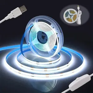 5V COB LED Strip Light, High Brightness LED Strip Light with USB Interface & Switch Button, Ideal for Home Lighting in Bedroom, Living Room, Kitchen, and Cabinets, Under Cabinet Lighting, Home Decor Lighting, Led Ambient Light