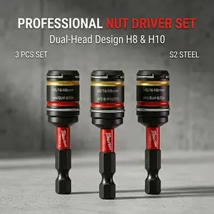 3-Pack Meairkang Magnetic Dual-Head H8h10 Nut Driver Set, Strong Magnetic Force, Anti-Slip Design, Wide Compatibility, Easy Disassembly for Furniture Assembly DIY Home Repair Car Maintenance Construction