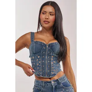 TAYLOR DENIM CORSET WITH GROMMET