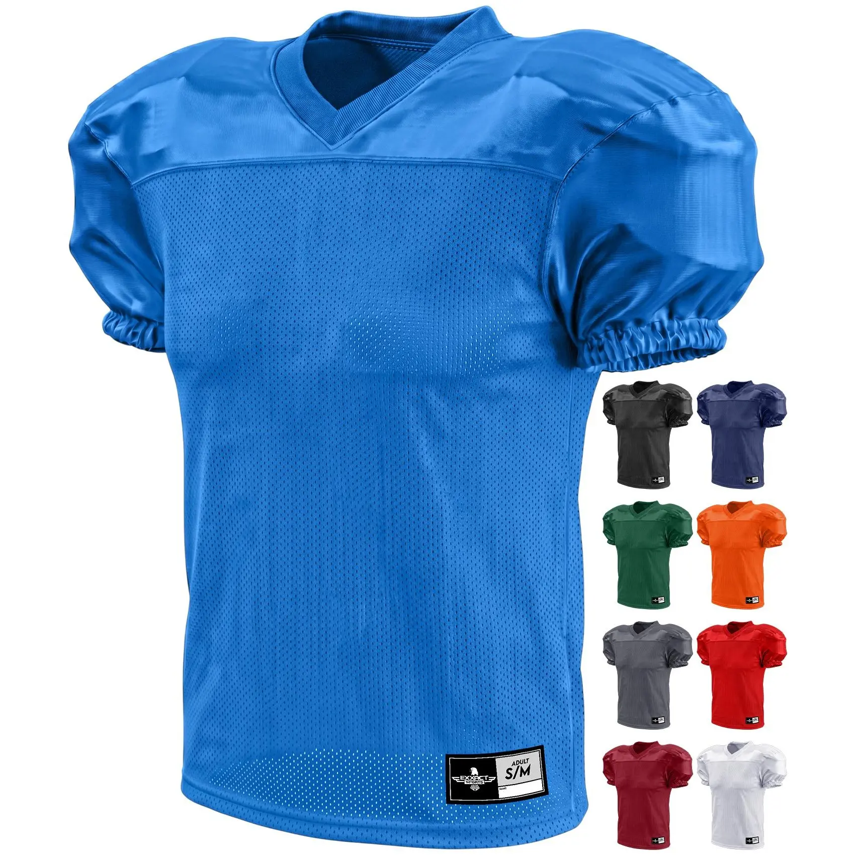 Exxact Sports Men’s Football Practice Jersey - Pro-Style, Lightweight, Breathable Mesh Football Practice Apparel for Men (Royal Blue)