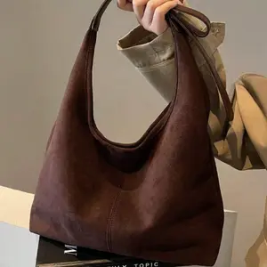 Women Suede Large Capacity Hobo Bag, Shoulder Crossbody Sling Bag with Small Pouch, Everyday Work Bag Suitable for Girls, Ladies, College Students, Great for Business, Commute, School