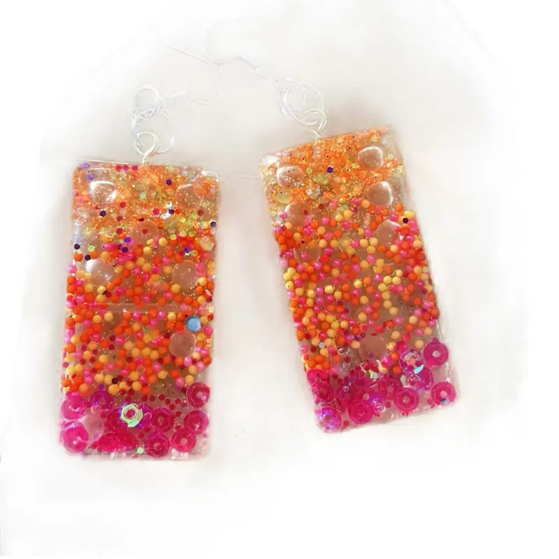 Female Handmade Resin Earrings - Teardrop Design, Hypoallergenic Fade-Resistant Artisan Costume Jewelry for Casual Daily Wear