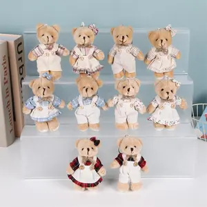 A variety of linen couples teddy bear plush toy pendant linen clothes bear bag keychain pendant doll