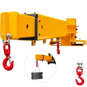summervibes VEVOR Forklift Mobile Crane 6000lbs/3T Capacity, Forklift Crane Attachment 2 Hooks, Forklift Lifting Hoist with Truss Jib Boom, Forklift Extension, Forklift Boom Attachment Towing Handling Equipment
