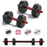 22lb Adjustable Dumbbells - 3-in-1 Convertible Free Weights to Barbell with Converter Bar, Noise-Reducing Polyethylene Unisex At Home Gym Equipment, Workout Sets Women Gym Stuff for Upper Body Training to Build Arms, Back, and Core