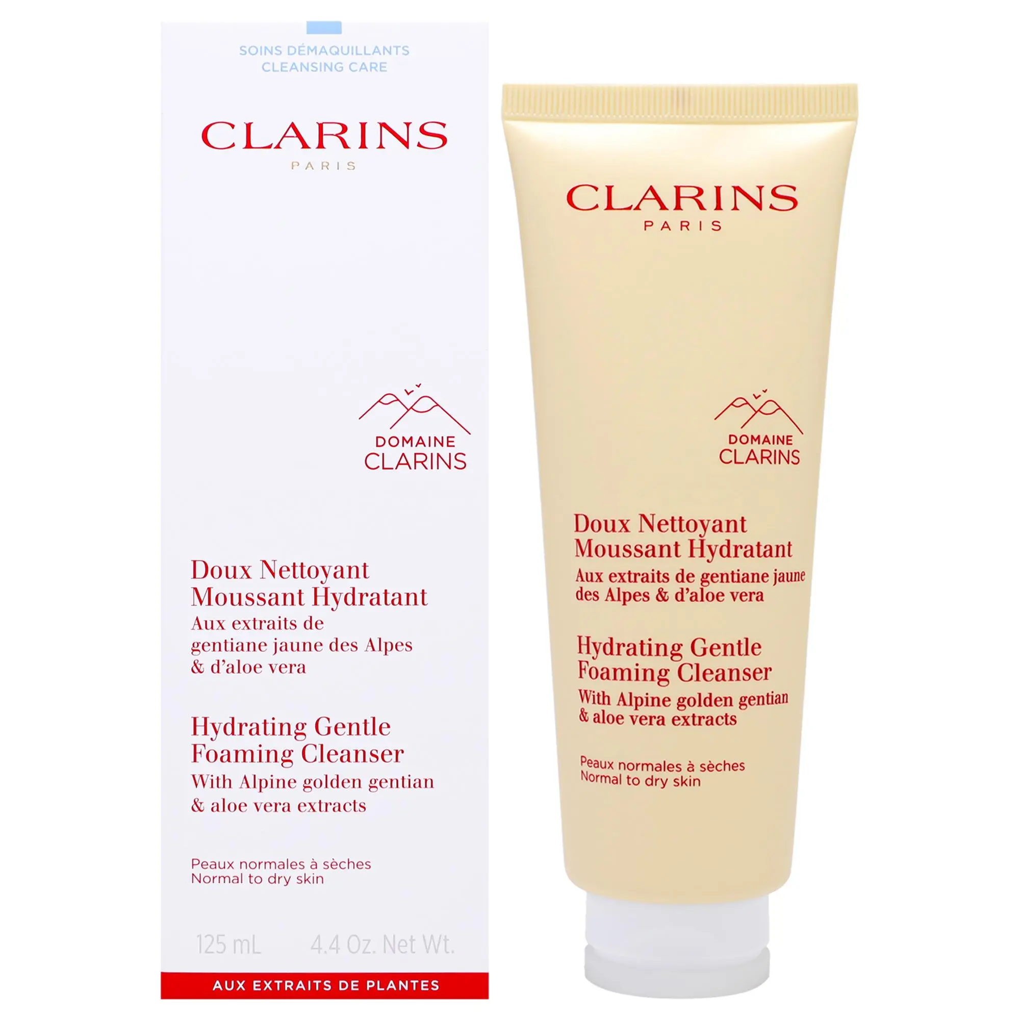 Clarins Unisex Hydrating Gentle Foaming Facial Cleanser - Plant-Based, Golden Gentian Infused, Nourishing Adults' Tube Cleansing Product, 4.4oz
