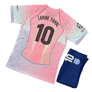 Personalized Unisex Soccer CLB Barcelona Season 2025/26 #10 Jersey Set, Premium Polyester Football Kit, Fans Version Pink Football Jersey, Breathable Match Style Sportswear