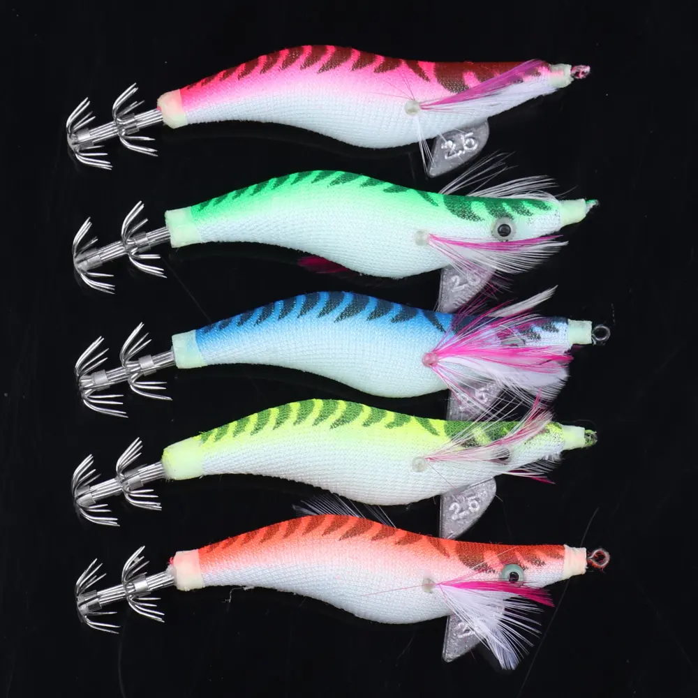 10pcs Squid Octopus Fishing Lures Set - Glow-in-the-Dark Artificial Baits, 3 Sizes (2.5#, 3.0#, 3.5#)