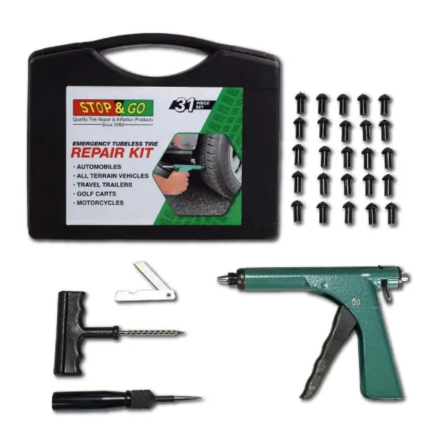 Stop & Go 1085 - 30 Piece Deluxe Tubeless Tire Plugger Repair Kit Punctures on Car, Truck, Motorcycle, Tractor, Jeep, ATV, UTV, and More Tires