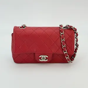 Pre-owned CHANEL lambskin Shoulder Bags Red Rectangular Mini Flap Bag