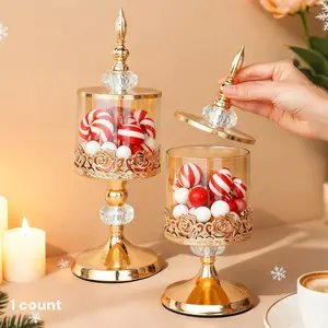 High aesthetic retro glass jar with lid sealed snack storage box suitable for living room coffee tables, used for storing candies, nuts, cookies, and snacks, as well as household items, Multifunctional Preserving Box