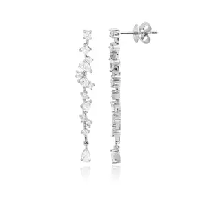 Drop Round and Pear Diamond Earrings
