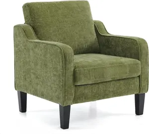 VINGLI Accent Chair for Living Room Chairs Olive Green Reading Chair for Bedroom Scooped Arm Chair Mid Century Modern Accent Chairs Upholstered Comfy Chair for Apartment, Waiting Room