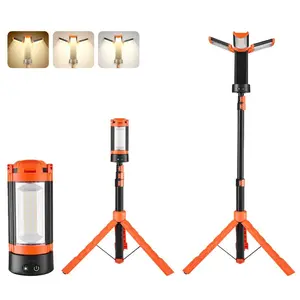 VEVOR LED Work Light with Stand, 6Ah, Rechargeable Cordless Camping Light, with 3 Lamp Heads, Detachable Tripod Stand, 2200 Lumens 3000K-6500K Dimmable, Portable Construction Lighting for Job SiteVEVOR Super Brand Day