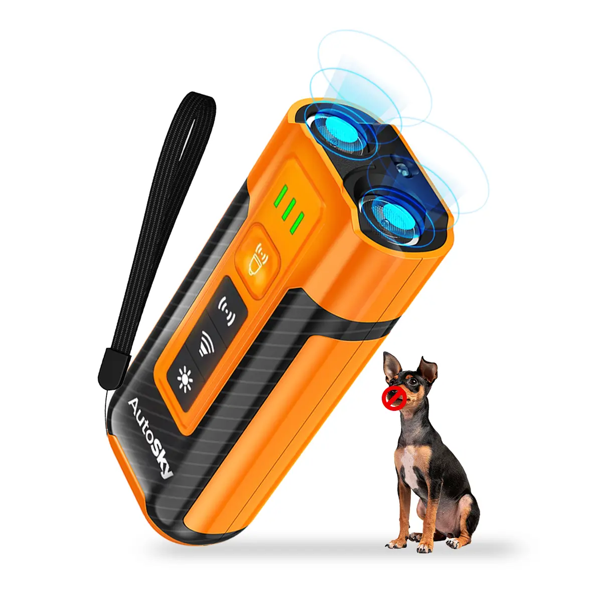 AutoSky Pets Ultrasonic Dog Training Aid - No Bark Control, Behavior Correction Device with Flashlight for Effective Training Sessions