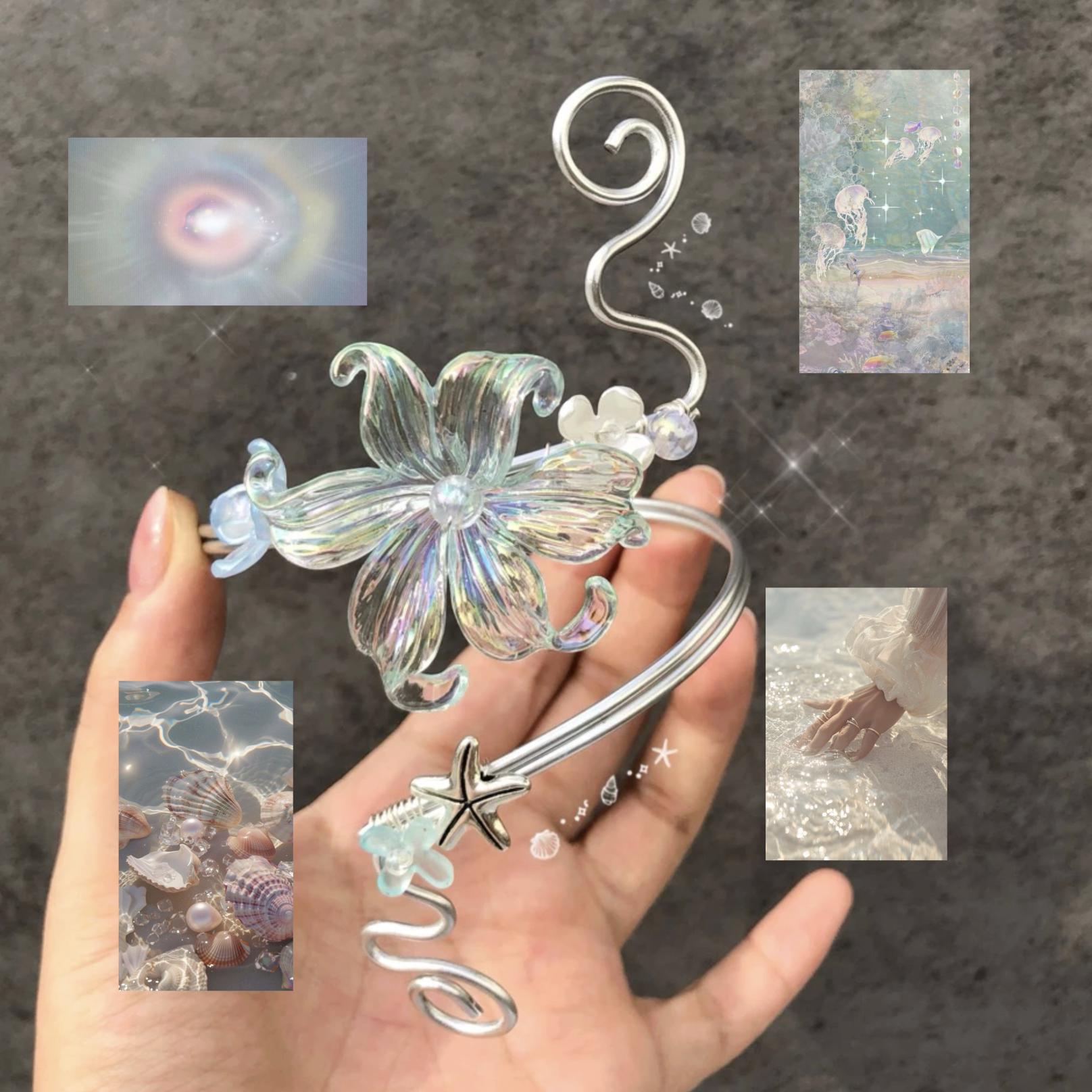 Blue Starlet Blossom Cottagecore Arm Cuff Soft Girl Handmade Summer Aesthetic Jewelry Blue Starlet Blossom Cottagecore Arm Cuff Soft Girl Handmade Summer Aesthetic Jewelry