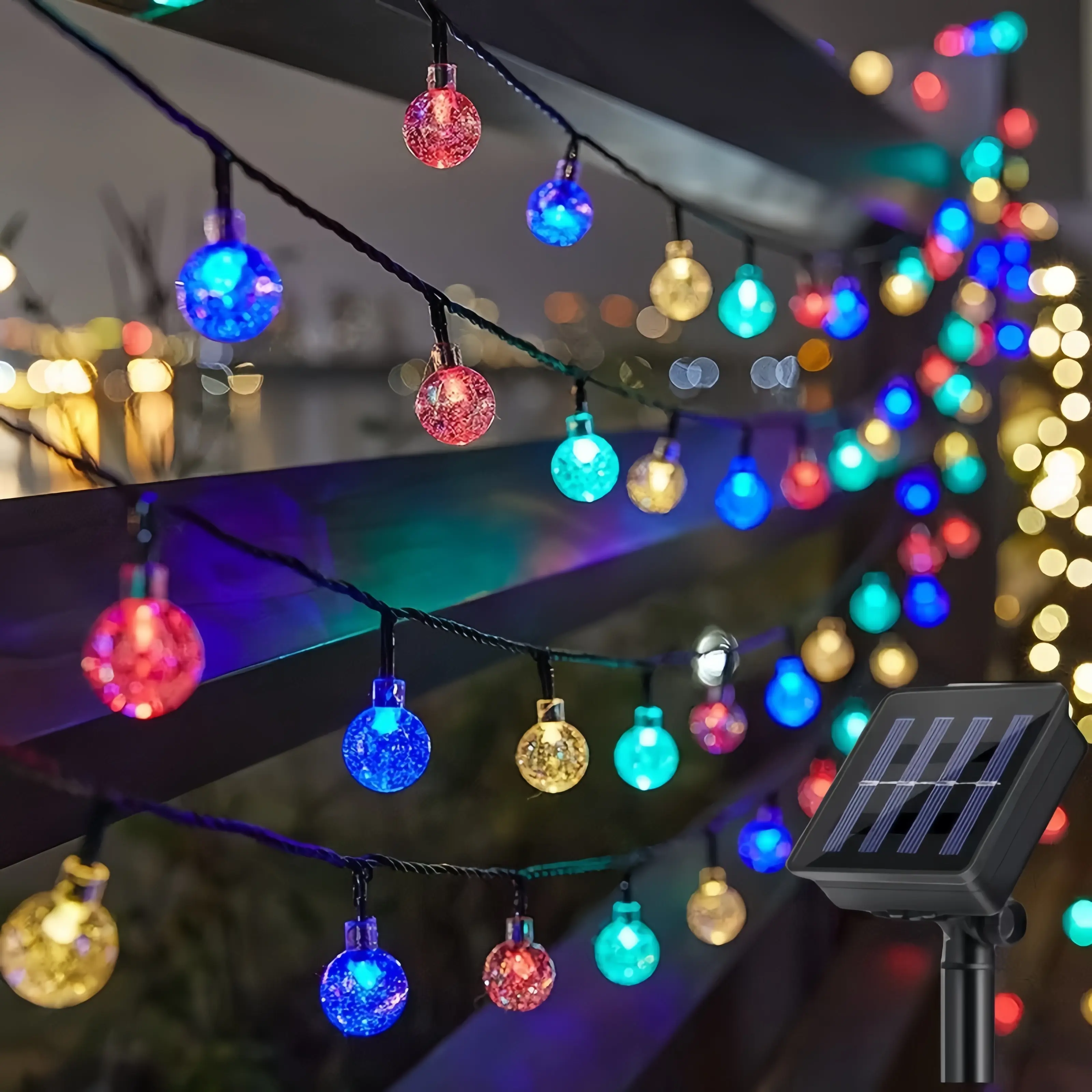 39FT, 100LED solar string lights, IPX4 waterproof, 8 lighting modes, suitable for summer camping ambient light, for patio, garden, wedding, birthday scene arrangement