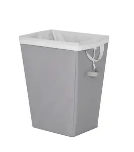 Rectangular Polyester Laundry Basket Hamper Sortor with Removable Liner , Gray