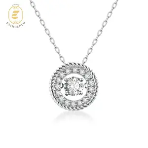 Moissanite Eternal Halo Radiance Pendant Necklace Valentine's Day Wedding Engagement Anniversary Romantic Elegant Gift Daily Wear Gemstone