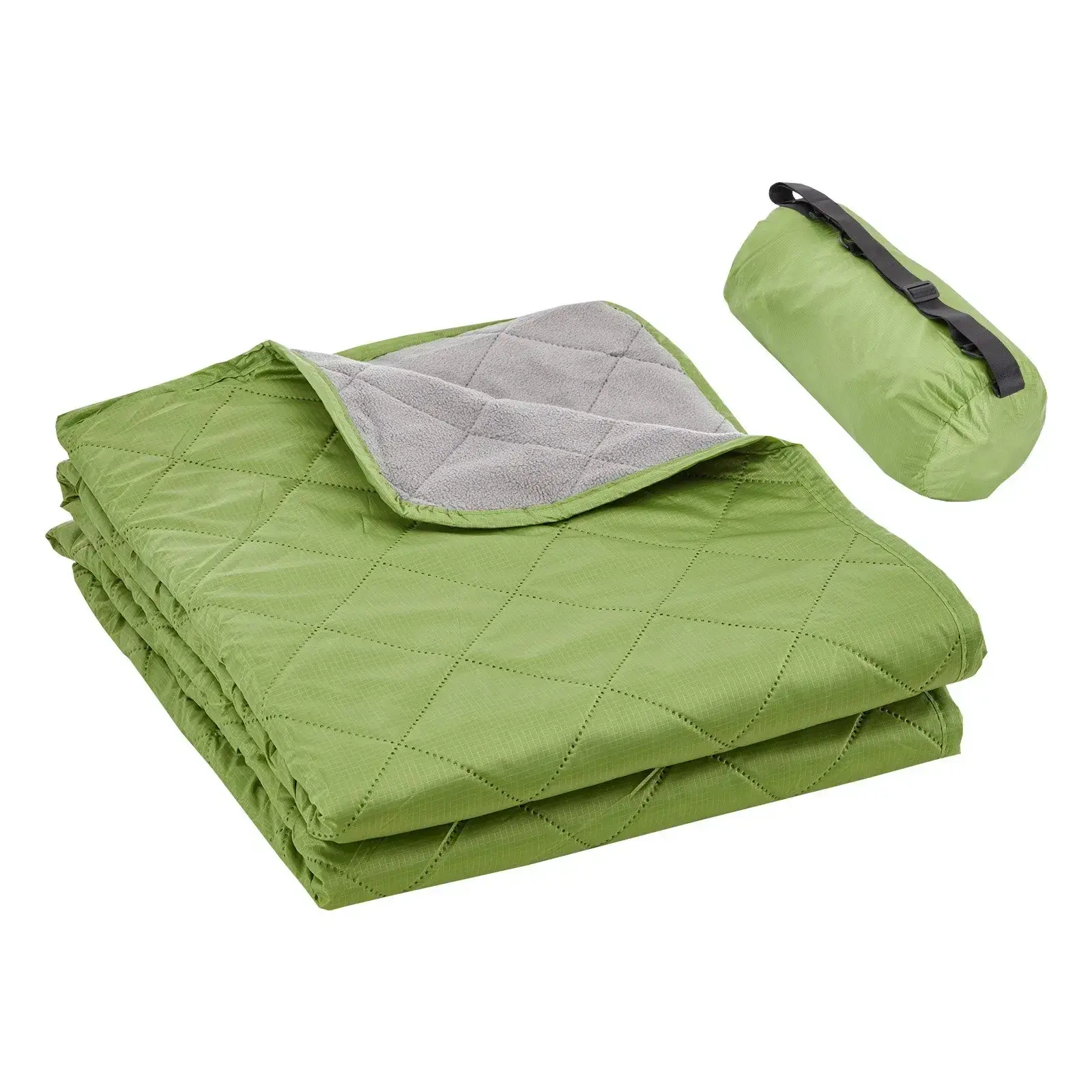 Camping Blanket - 82"x55" Bicolor 330GSM Polyester Fleece, Waterproof, Windproof, Flame Retardant, Large Warm Outdoor Blanket for Camping, Sports Events, Travel