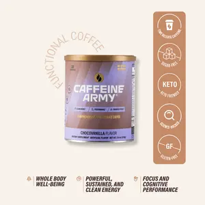 Caffeine Army ChocoVanilla Flavor Functional Coffee with Time-Release Caffeine MCTs Collagen Adaptogens & Vitamins for Energy Focus Mood Beauty & Metabolic Support 22 Servings Sugar-Free Gluten-Free Keto-Friendly Beverage