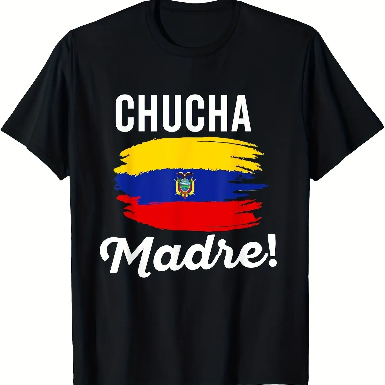 Men's Ecuadorian Flag Slang Design 180g Cotton Tee, Casual Round Neck Short-Sleeve Top, Relaxed Fit, Comfy Breathable Menswear for Ecuadorian Pride Celebration, Classic