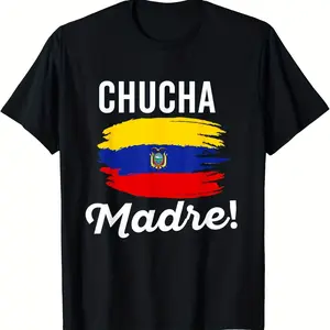 Men's 180g Cotton Short-Sleeve Round Neck Tee - Soft Fabric, Relaxed Fit, Breathable, Casual Sports Tops, Ecuadorian Flag Pride Jerga Slang Streetwear Clothes for Sports & Outdoor Use
