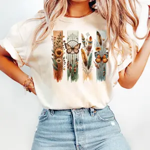 Comfort Colors Vintage Boho Flower T-Shirt, Flower And Butterfly TShirt, Floral Tee, Retro Flower TShirt, Nature Lover Gift