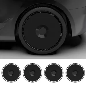Wheel Cover for Tesla Model 3 18-Inch Aero Wheel Hubs, Snap-On Full Coverage Rim Protector, Less Wind Drag, Tesla Model 3 Accessories, Fit 2021-2024, Pure Black