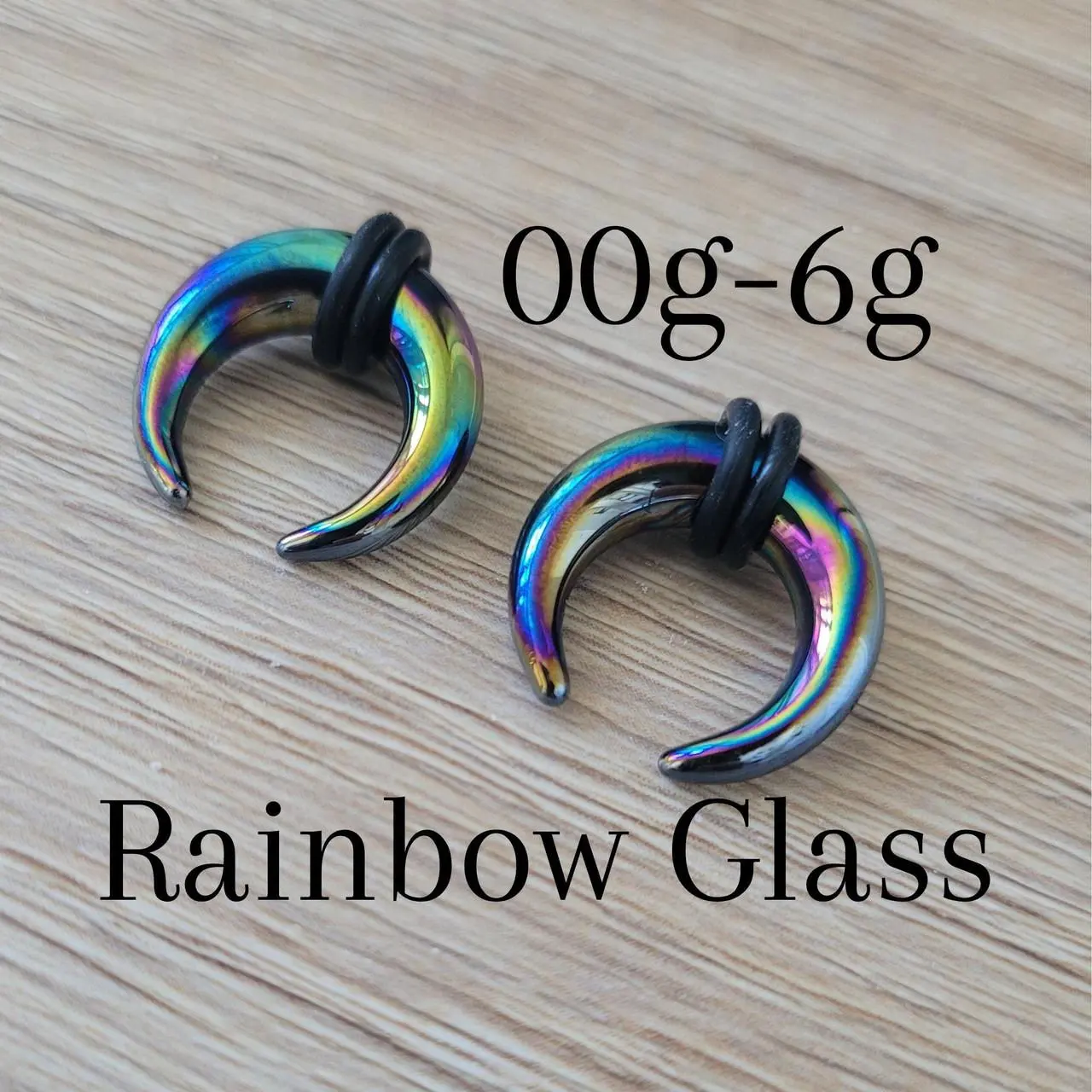 Pair Rainbow Glass Pinchers Stretching Gauging Tapers Horseshoes Gauges Plugs 00g 0g 2g 4g 6g stretched jewelry organic piercing hangers men
