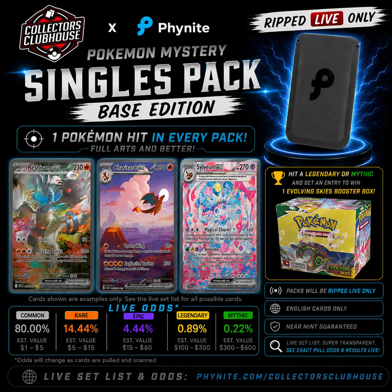 Pokemon Mystery Singles Packs - Base Edition (EVOLVING SKIES BOUNTY) (Ripped Live)
