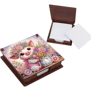 Pig Diamond Painting Kit Note Box Memo Paper Storage Box Diamond Art Sticky Note Holder Memo Pad For Office Desk