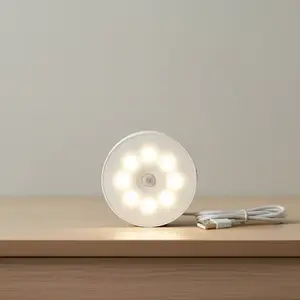 Motion-sensor Night Light, 3/6 Counts 8-LED 3-Mode USB Rechargeable Sticky Magnetic Night Light for Cabinets, Stairs and Bedroom, Dimmable Night Light