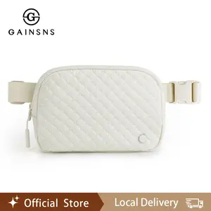 GAINSNS [Lightweight Design] Quilted Polyester Fanny Pack for Women and Men, Casual Solid Color Crossbody Waist Bag with Adjustable Strap, Lightweight Zippered Pouch with Polyester Lining