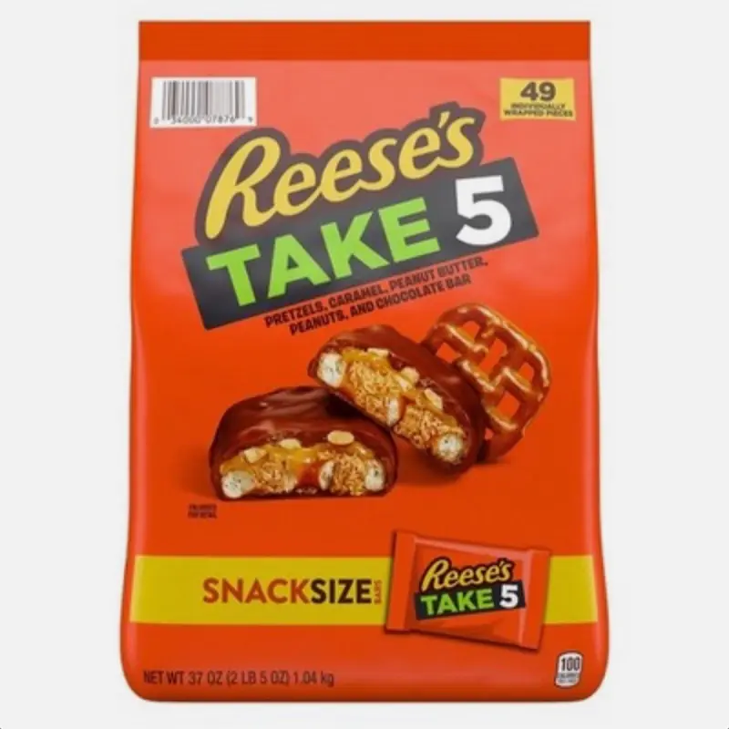 Reese's Take 5 Dessert Candy Bars, Snack Size, Chocolate-Peanut Butter-Pretzel Flavor, 37 Count