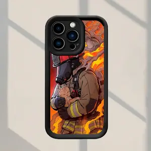 Phone case: Firefighters And Kittens Pattern Fashionable and Popular Shock-Proof Anti-Fingerprint Full Coverage Thick Protective Phone Soft Case Compatible with iPhone 17 E Air Pro ProMax iPhone16 15 14 Plus 13 12 Mini 11 X XS XR