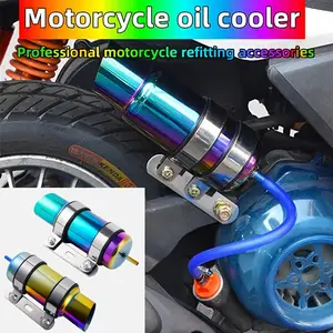 1 Set Motorcycle Oil Cooler Radiator Phantom Blue Color Phantom BlueStainless Steel Material Modified Parts Compatible for Rsz Gy6 125/CG 125 Engine Cooling Motorcycle Part Fit Oil dipstick diameter 0.75inch