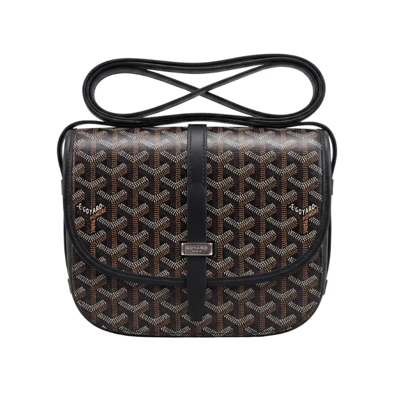 Goyard Belvédère PM Women's Crossbody Bag | Lightweight Saddle-Style in Goyardine Canvas & Leather, A Hands-free Companion, One Size, Herringbone