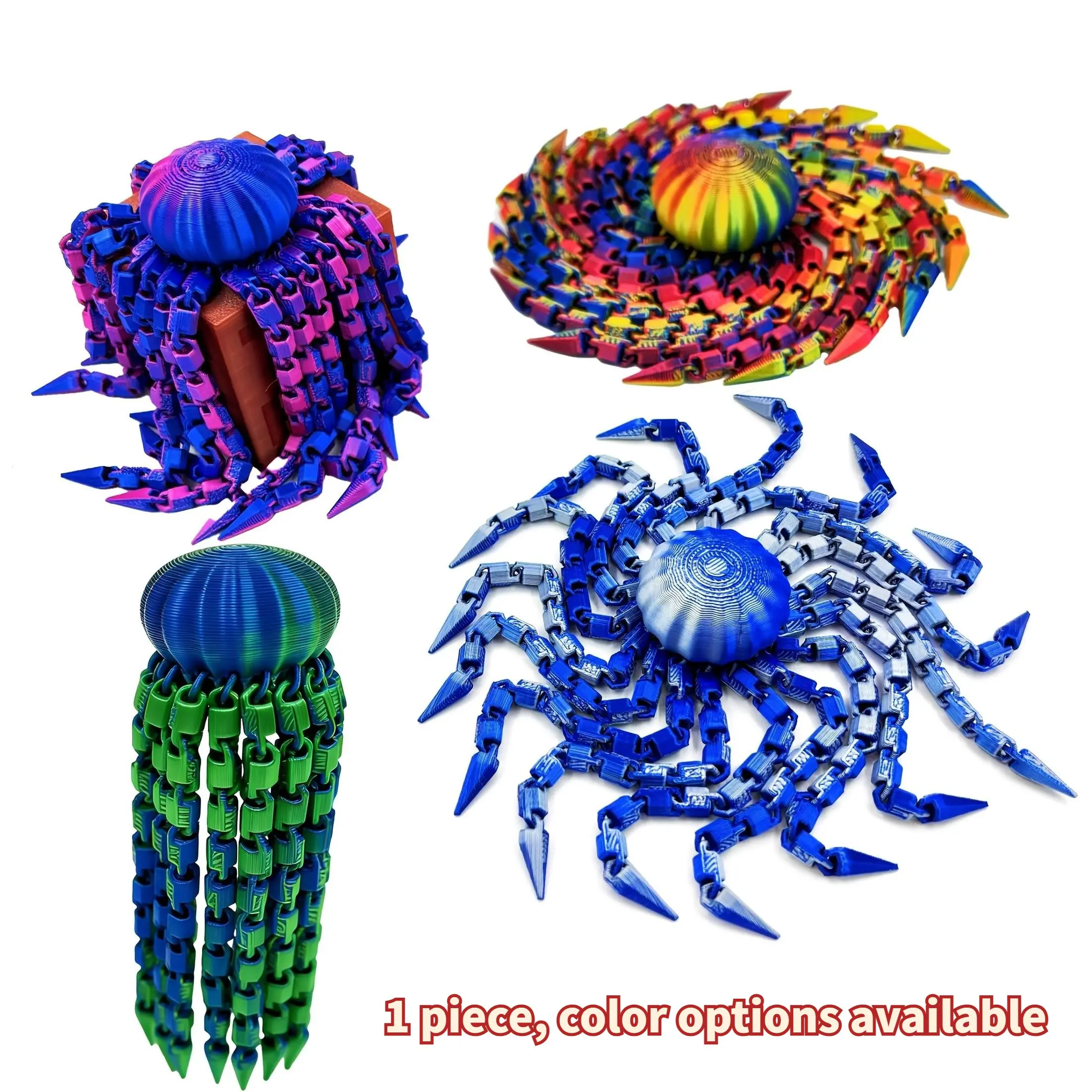 3D Printed Moveable Jellyfish Toy Doll Model, Articulating Miniatures, Gradient Color Integral Design, Full Jointed Body, Creative Desk Decoration, Dopamine Decor, Ornaments