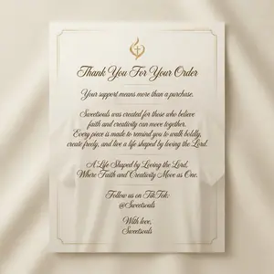 Sweetsouls T-Shirt Thank You Card – Faith Inspired Package Insert for Customer Orders