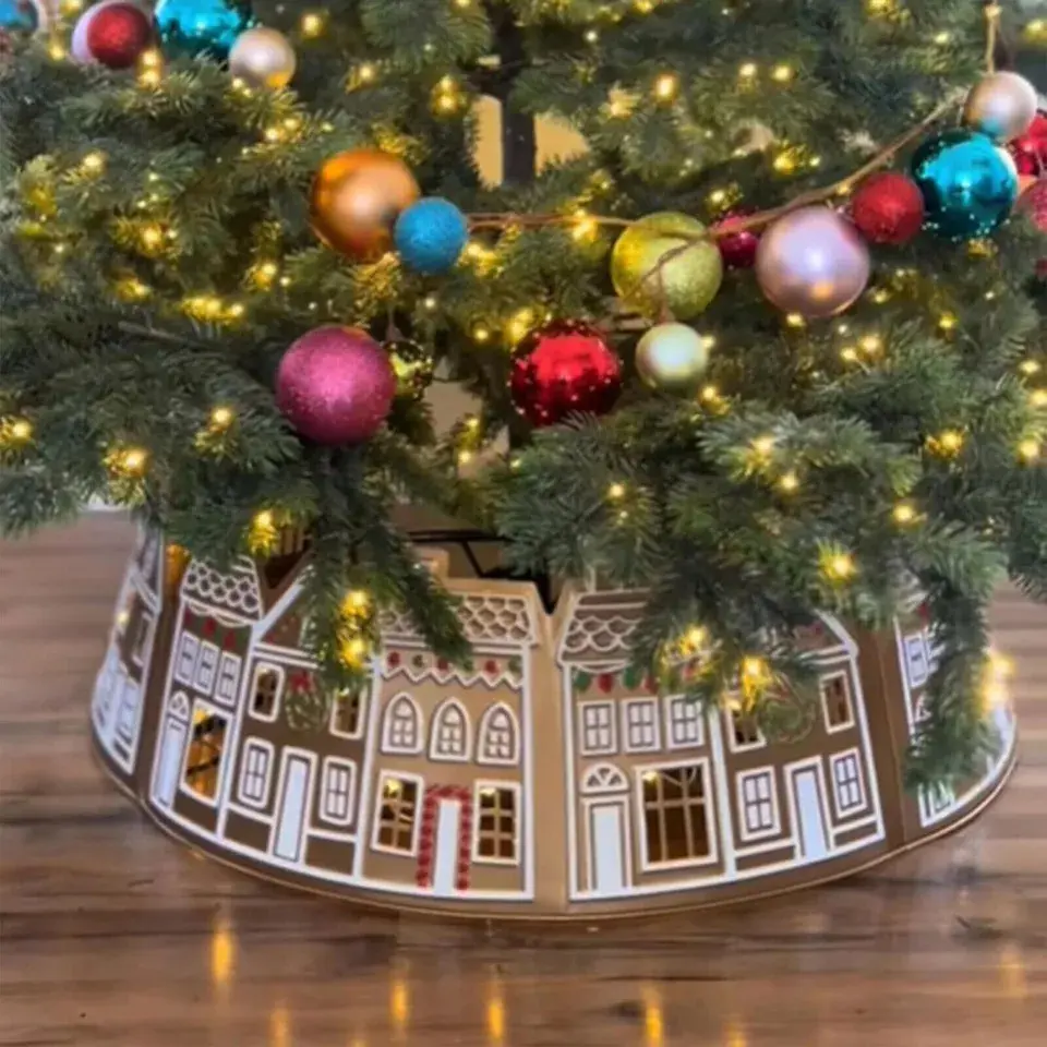 Gingerbread House Christmas Tree Collar LED Christmas Tree Collar Tree Skirt Lightweight Ornaments Traditional Gifts