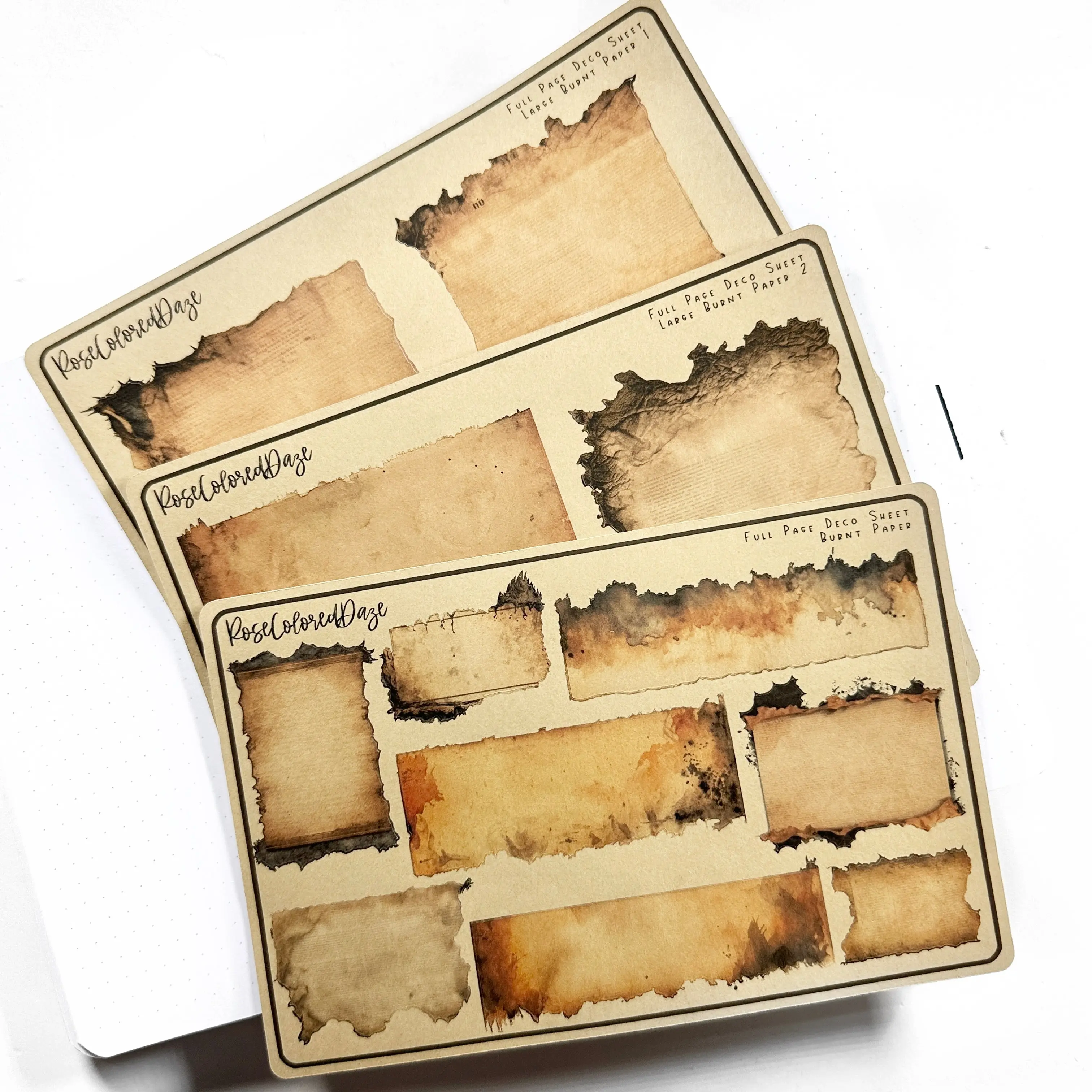 Craft Paper Sticker Sheets - Burnt Paper