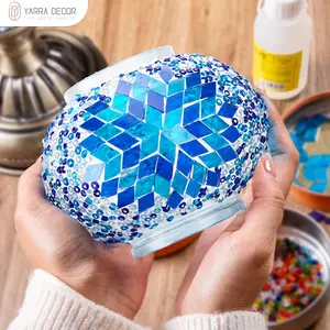 Yarra-Decor DIY Mosaic Turkish Lamp Kit - Build Your Own Portable Rechargeable Night Light with 100s of Colorful Tiles Beads and Pre-Mixed Glue for 100+ Hours of Glow Easter gifts