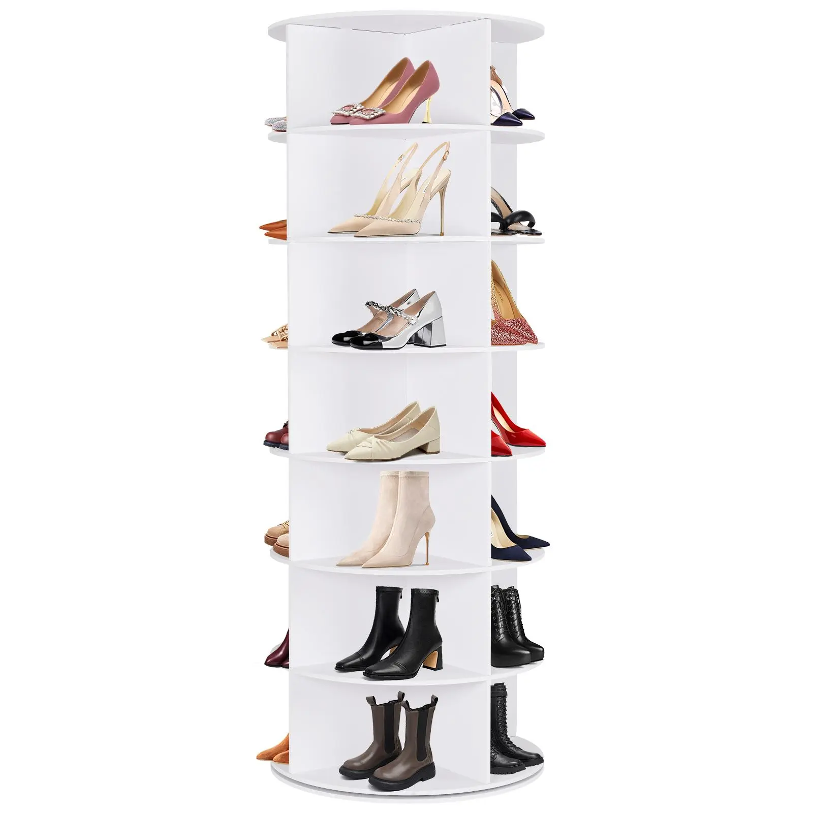 7-Tier 360° Rotating Shoe Rack Organizer, Round Revolving Shelf for Entryway, Living Room