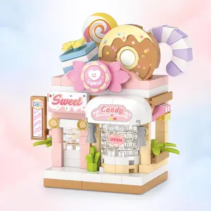150pcs/set Candy Shop Micro Creative Building Block Set, Miniature Model Building Toy For Kids