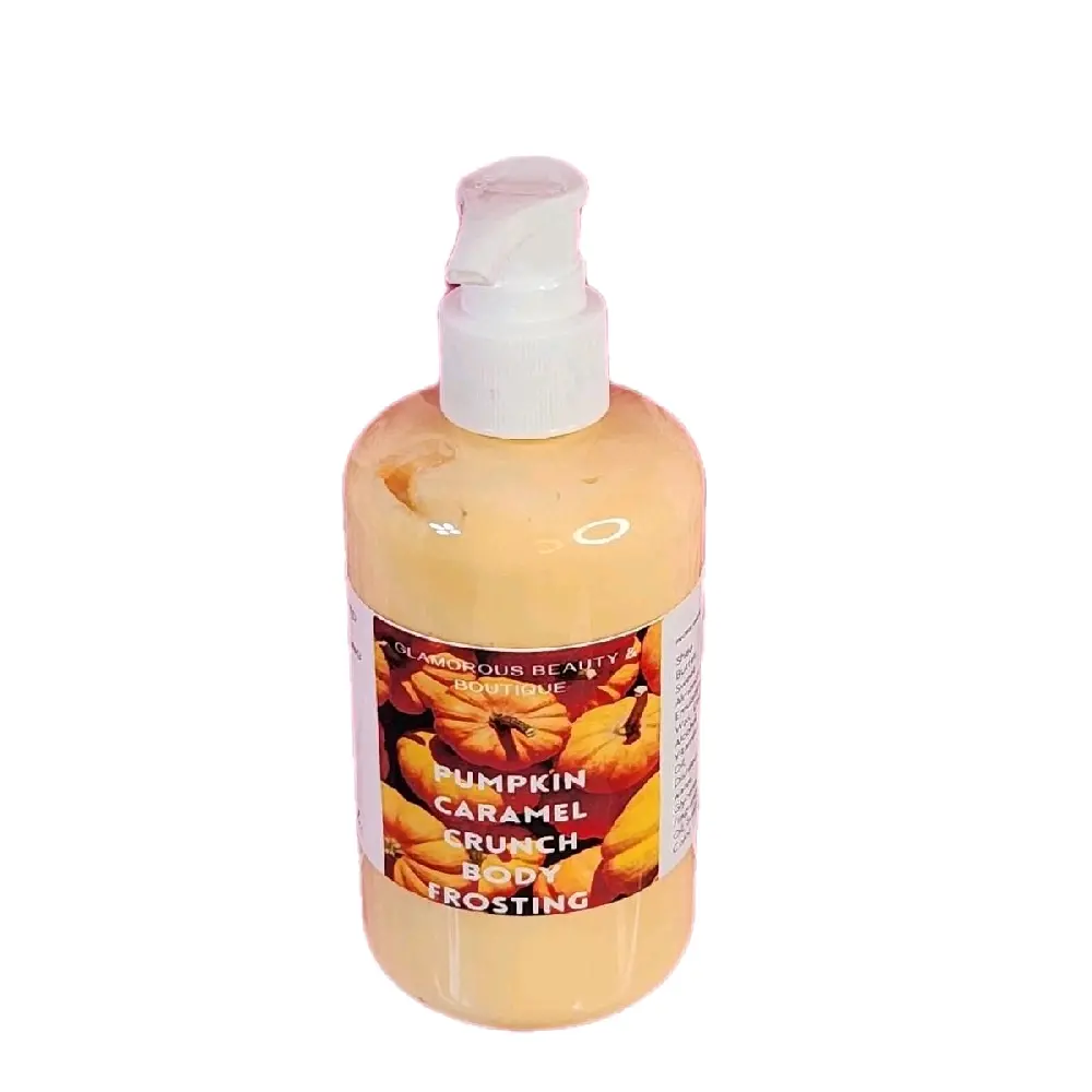 8 oz Whipped Shea Butter Body Frosting Lotion - Pumpkin Caramel Crunch Scent, Gentle Daily Body Care Moisturizer for Dry Skin, Lightweight Formula to Restore Moisture for Sensitive Skin, Vitamins, Blend, Moisturizing, Vanilla, Handmade, Full Body