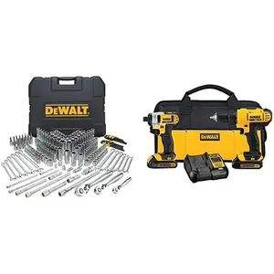 DEWALT Mechanics Tools Kit and Socket Set, 204-Piece (DWMT72165) & 20V MAX* Cordless Drill Combo Kit, 2-Tool (DCK240C2)